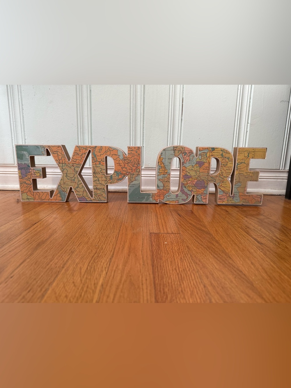 Map Print Wooden 'EXPLORE' Decorative Letters